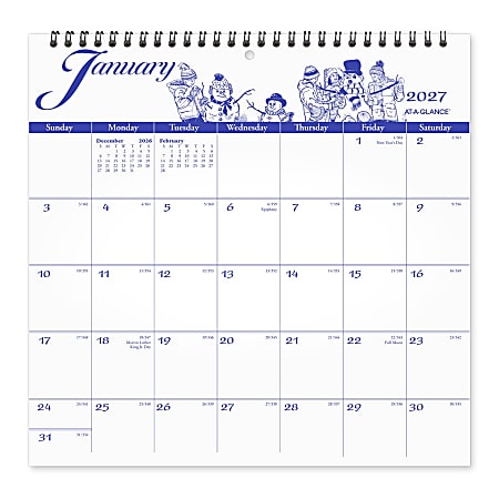 AT-A-GLANCE® 2027 Illustrator’s Edition Monthly Wall Calendar, Medium, 12" x 12"
