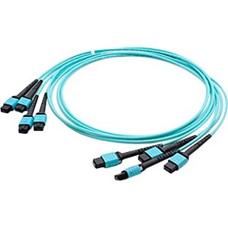 AddOn 1m 4xMPO (Female) to 4xMPO (Female) 48-strand Aqua OM4 Straight Fiber Trunk Cable - 100% compatible and guaranteed to work