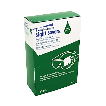 Bausch & Lomb Sight Savers Pre-Moistened Anti-Fog Tissues, 5 5/16" x 2 5/16", Case Of 100