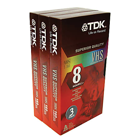 TDK T-160 High Standard VHS Tapes, Pack Of 3