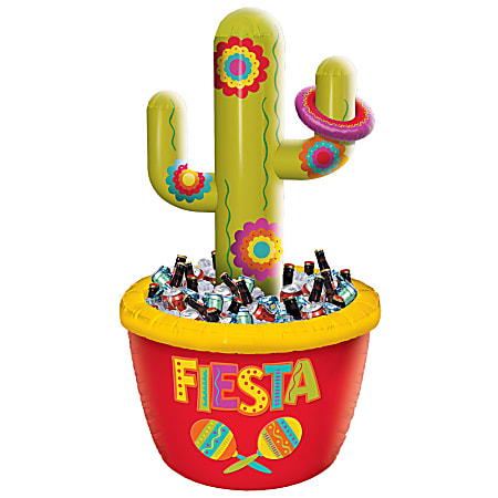 Amscan Jumbo Inflatable Cactus Cooler And Ring Toss Game, 54" x 24", Multicolor