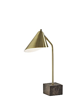 Adesso® Hawthorne Desk Lamp, 20"H, Antique Brass/Brown