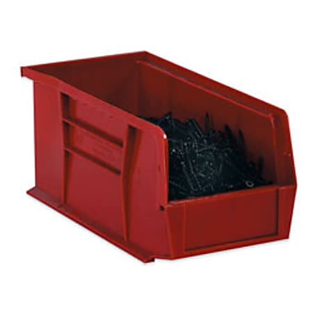 B O X Packaging Plastic Stackable Bin Boxes, Small Size, 7 3/8" x 4 1/8" x 3", Red, Case Of 24