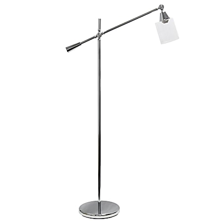Lalia Home Swing-Arm Floor Lamp, 56"H, Clear Shade/Chrome Base
