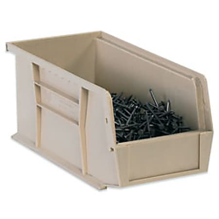 B O X Packaging Plastic Stackable Bin Boxes, Small Size, 7 3/8" x 4 1/8" x 3", Ivory, Case Of 24