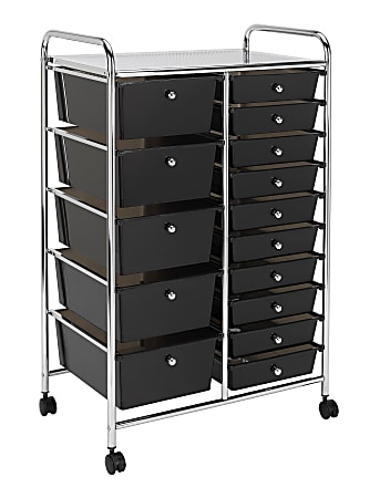 Realspace® 15-Drawer Mobile Cart, 38-3/16”H x 25-1/4”W x