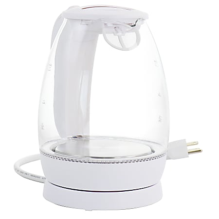 Better Chef 1.7 Liter Glass 360° Cordless LED Electric Kettle, White