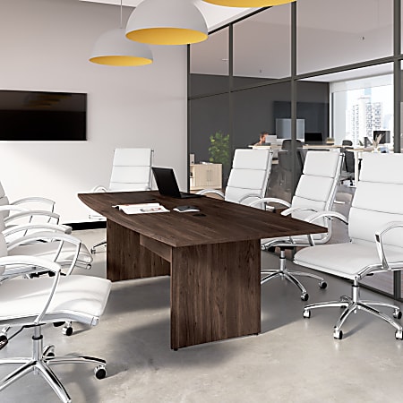 Bush Business Furniture 96-inch Office Conference Table with Wood Base, Black Walnut, Standard Delivery