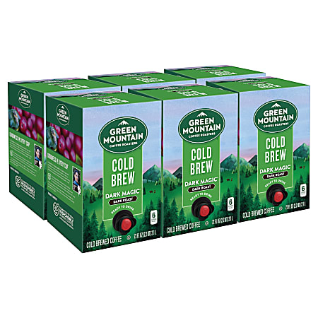 Green Mountain Coffee Roasters® Dark Magic® Ready-To-Drink Cold Brew Coffee, Dark Roast, 72 Oz, Case Of 6 Bags