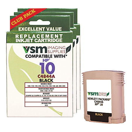 VSM VSMC4844A-3PK (HP 10/C4844A) Remanufactured Black Ink Cartridges, Pack Of 3
