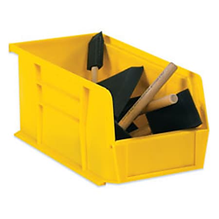 B O X Packaging Plastic Stackable Bin Boxes, 5"H x 11"W x 10 7/8"D, Yellow, Case Of 6