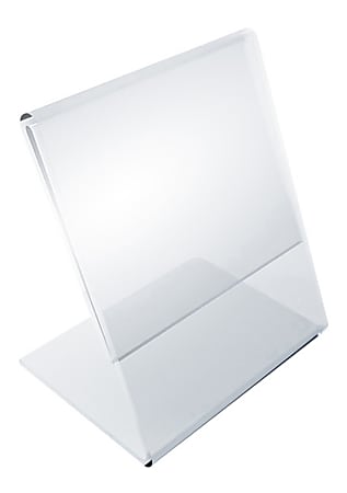 Azar Displays L-Shaped Acrylic Sign Holders, 4"H x 3"W x 3"D, Clear, Pack Of 10 Holders