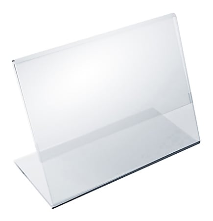 Azar Displays Acrylic Horizontal L-Shaped Sign Holders, 3"H x 4"W x 3"D, Clear, Pack Of 10 Holders