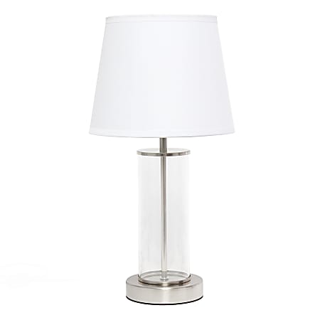 Simple Designs Encased Metal Table Lamp, 16-15/16"H, White
