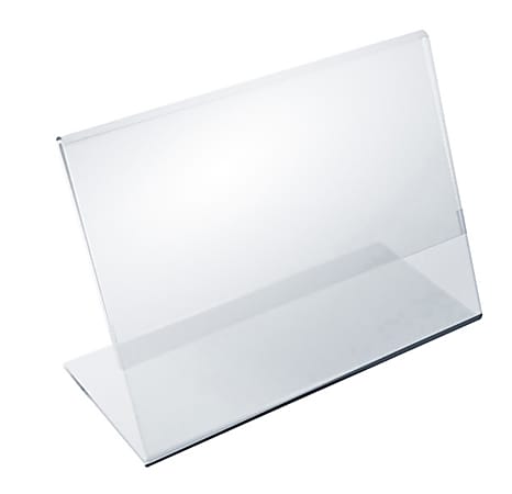 Azar Displays Acrylic Horizontal L-Shaped Sign Holders, 3-1/2"H x 5-1/2"W x 3"D, Clear, Pack Of 10 Holders