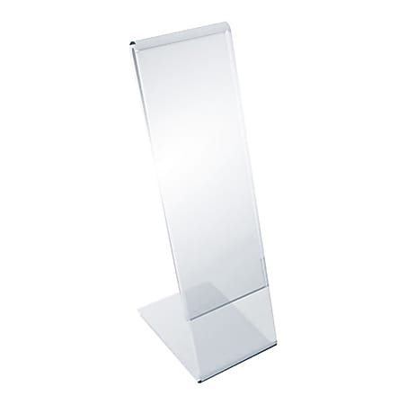 Azar Displays Acrylic Vertical L-Shaped Sign Holders, 7"H x 2"W x 3"D, Clear, Pack Of 10 Holders