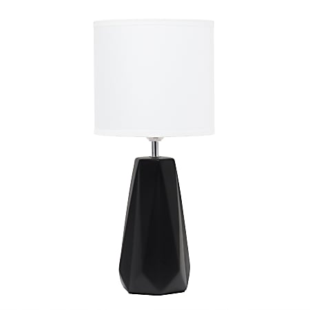 Simple Designs Ceramic Prism Table Lamp, 17-1/2"H, White Shade/Black Base