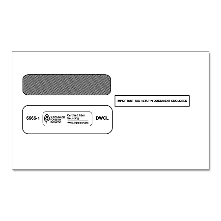 ComplyRight® Double-Window Envelopes For W-2 Tax Forms, 5-5/8" x 9-1/4", Moisture-Seal, White, Pack Of 100 Envelopes