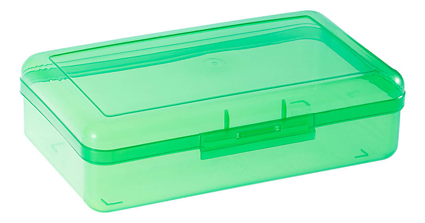 Office Depot Brand Pencil Box 2 14 H x 8 W x 4 34 D Transparent Green -  Office Depot