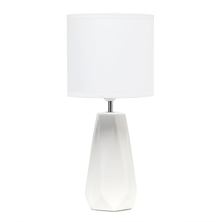 Simple Designs Ceramic Prism Table Lamp, 17-1/2"H, White