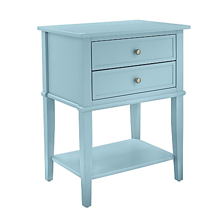 Ameriwood™ Home Franklin Accent Table With 2 Drawers, Square, 28"H x 22"W x 16"D, Blue