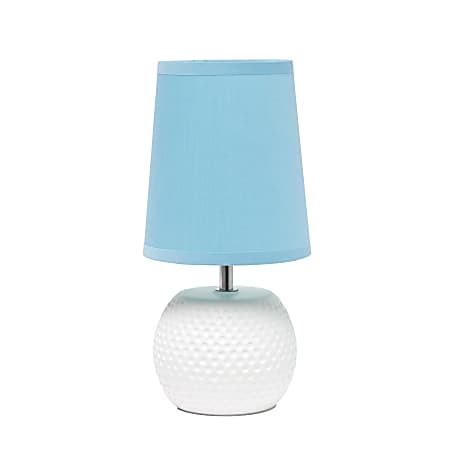 Simple Designs Studded Texture Ceramic Table Lamp, 11-3/8"H, Blue Shade/White Base