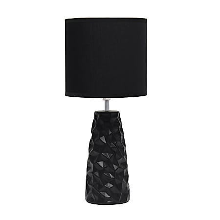 Simple Designs Sculpted Ceramic Table Lamp, 17-1/2"H, Black Shade/Black Base