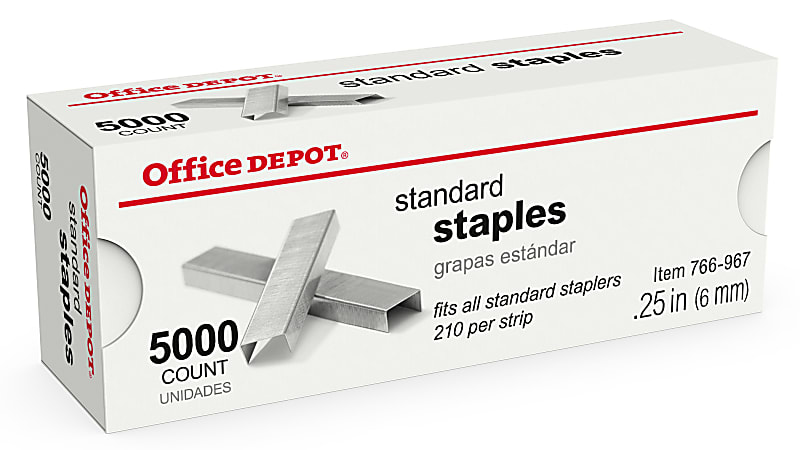 Office Depot® Brand Staples, 1/4" Standard, Full Strip, Box Of 5,000