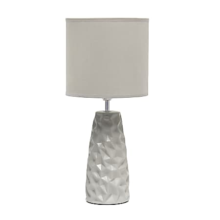 Simple Designs Sculpted Ceramic Table Lamp, 17-1/2"H, Gray Shade/Gray Base