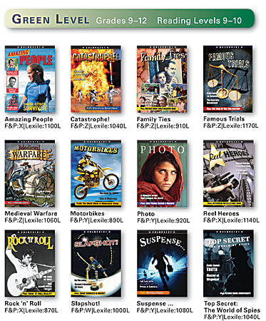 Steck-Vaughn BOLDPRINT® Classroom Set, Green Levels 9-10, Grades 9-12, 1 Set Of 12 Titles