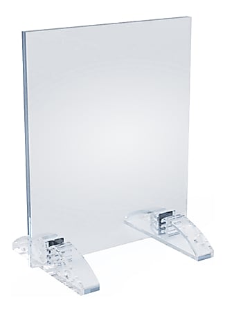 Azar Displays Dual-Stand Vertical/Horizontal Acrylic Sign Holders, 7"H x 5"W x 3-1/2"D, Clear, Pack Of 10 Holders