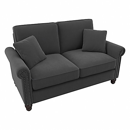 Bush® Furniture Coventry 61"W Loveseat, Charcoal Gray Herringbone, Standard Delivery