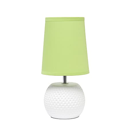 Simple Designs Studded Texture Ceramic Table Lamp, 11-3/8"H, Green Shade/White Base