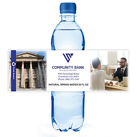 Custom Printed Full-Color Water Bottle Labels, 3" x 8-3/4" Rectangle, Box Of 125 Labels