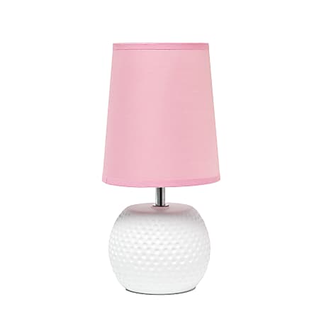 Simple Designs Studded Texture Ceramic Table Lamp, 11-3/8"H, Pink Shade/White Base