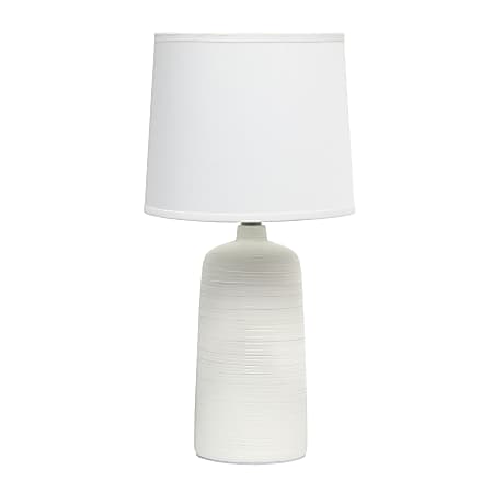 Simple Designs Textured Linear Ceramic Table Lamp, 15-3/4"H, White Shade/Off-White Base