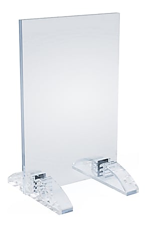 Azar Displays Dual-Stand Vertical/Horizontal Acrylic Sign Holders, 6"H x 4"W x 3-1/2"D, Clear, Pack Of 10 Holders