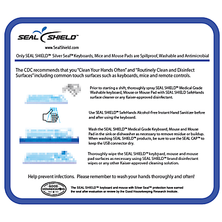 Seal Shield Medical Grade Antibacterial Mouse Pad - Plastic - Water Proof - 10 Pack