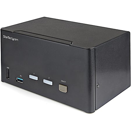StarTech.com 2 Port Triple MonitorPort KVM Switch 4K 60Hz UHD HDR, DP 1.2 KVM Switch, 2-Pt USB 3.0 Hub, 4x USB HID, Audio, Hotkey