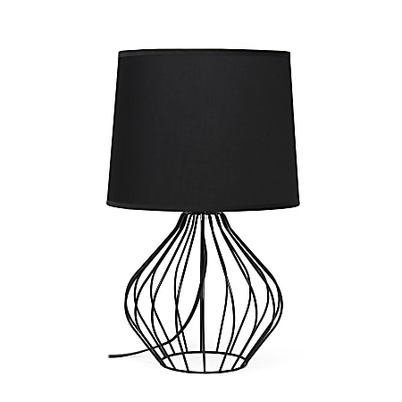 Simple Designs Geometrically-Wired Table Lamp, 19-3/4"H, Black Shade/Black Base