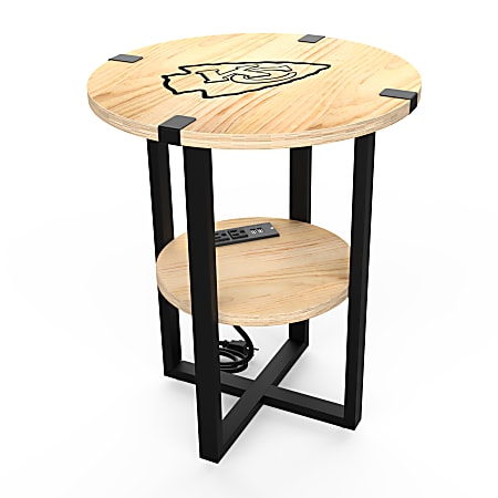 Imperial NFL Wood Round Side Table With Charger, 22”H x 18”W x 18”D, Kansas City Chiefs