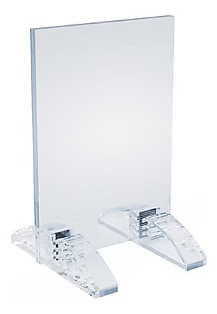 Azar Displays Dual-Stand Vertical/Horizontal Acrylic Sign Holders, 5"H x 3"W x 3-1/2"D, Clear, Pack Of 10 Holders