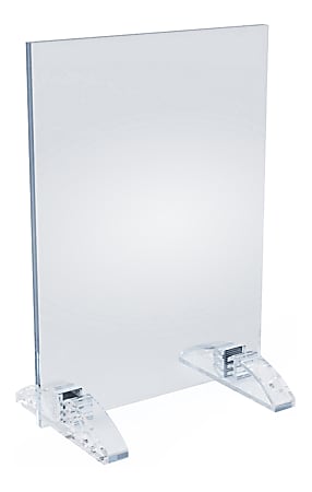 Azar Displays Dual-Stand Acrylic Sign Holders, 8-1/2"H x 5-1/2"W x 3"D, Clear, Pack Of 10 Holders