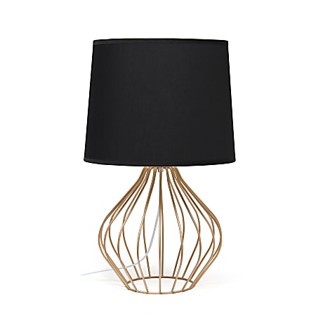 Simple Designs Geometrically-Wired Table Lamp, 19-3/4"H, Black Shade/Copper Base