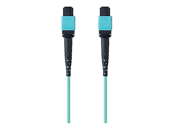 Belkin 2M MTP to MTP MPO Fiber Optic Cable, 40GB Aqua, 50/125, OM3, Plenum - Patch cable - MTP/MPO multi-mode (F) to MTP/MPO multi-mode (F) - 2 m - fiber optic - simplex - 50 / 125 micron - OM3 - plenum