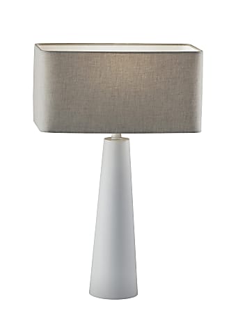 Adesso® Lillian Table Lamp, 25-1/2"H, Soft Taupe Shade/White Base