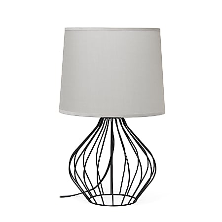 Simple Designs Geometrically-Wired Table Lamp, 19-3/4"H, Gray Shade/Black Base