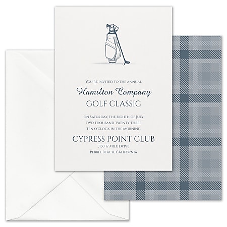 Custom Shaped Event Invitations With Envelopes, Golf Tee