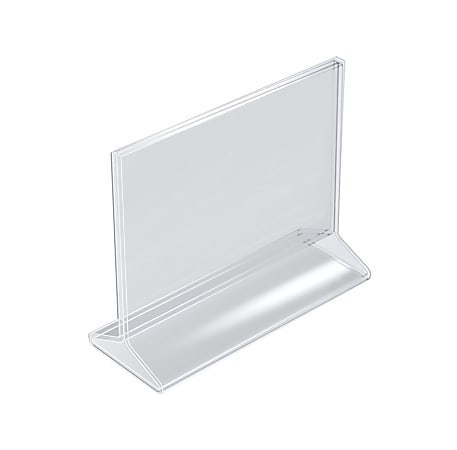 Azar Displays Acrylic Horizontal 2-Sided Sign Holders, 5-1/2"H x 7"W x 3"D, Clear, Pack Of 10 Holders