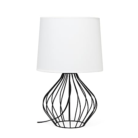 Simple Designs Geometrically-Wired Table Lamp, 19-3/4"H, Black Shade/White Base